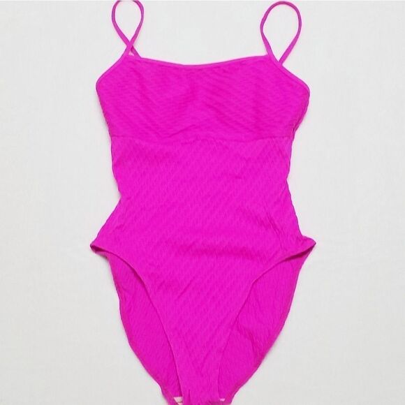 VINTAGE 90s Beach Bay Fuschia High Rise Swimsuit - Picture 2 of 11